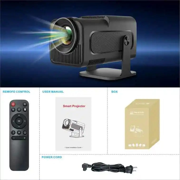 HY320: Projector 4K 1080P con Rotación 180° y Android, WiFi 6 y Bluetooth